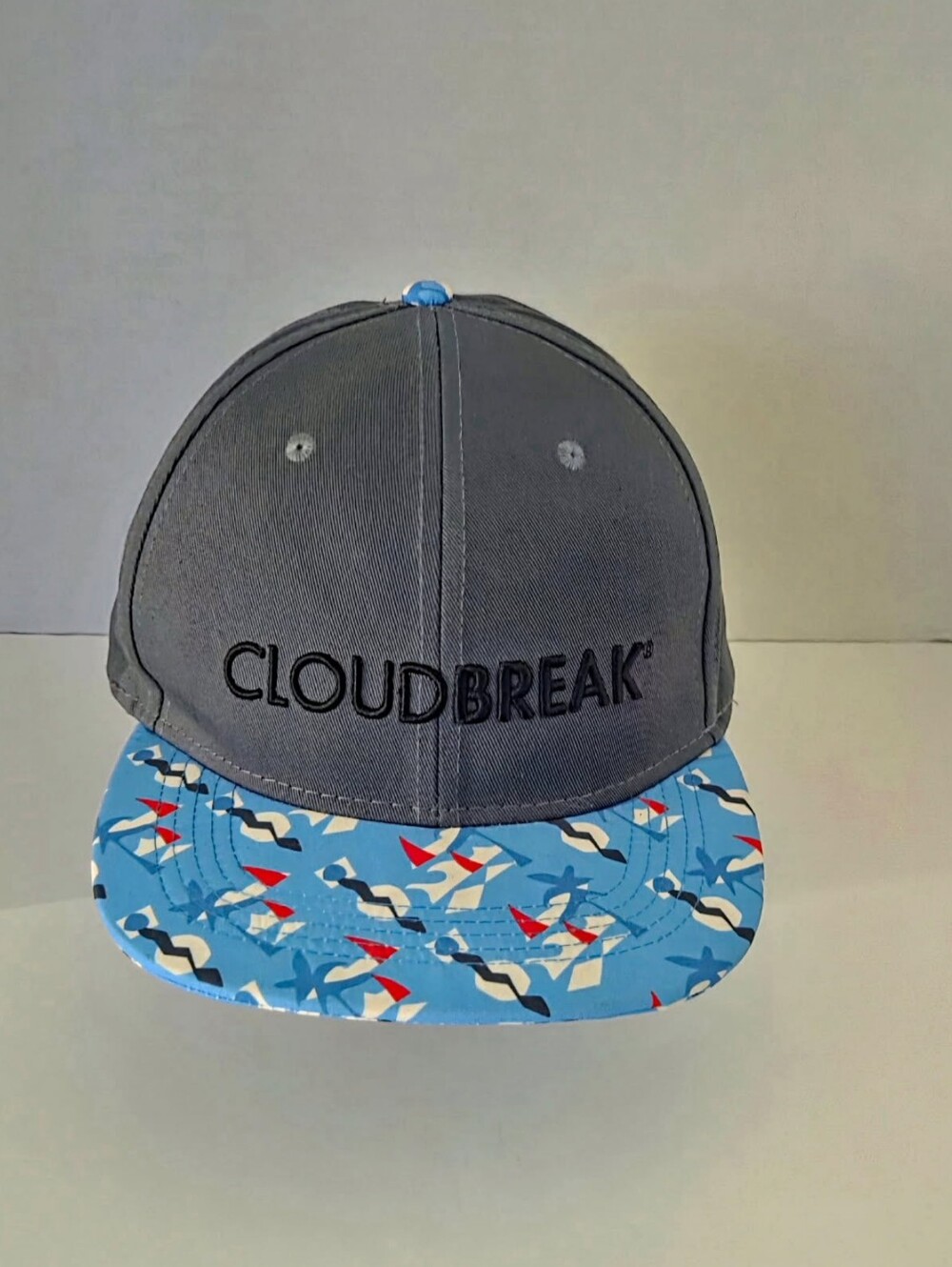 Men's Cloud Break Hat 100 % Cotton Snapback Hat Grey And Blue Pattern,